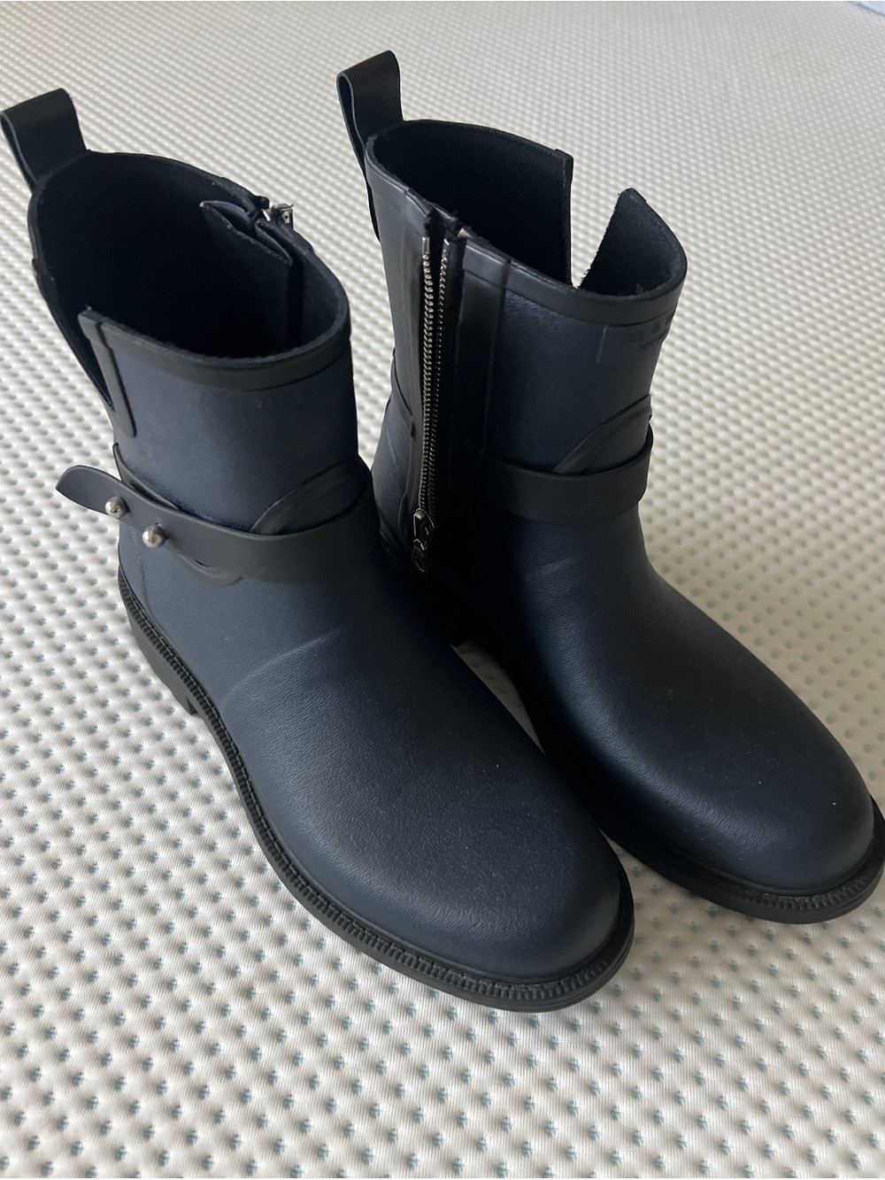 Rag & Bone Navy Waterproof Rain Women's Ankle Boots with Side Zip size 38